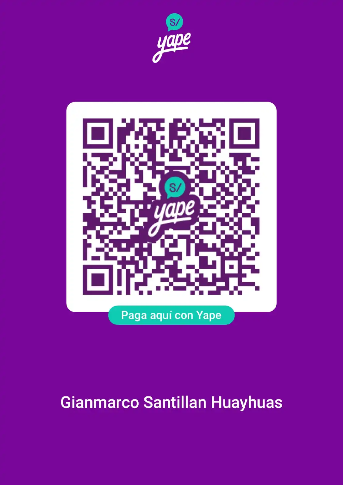 Código QR de Yape para pagar